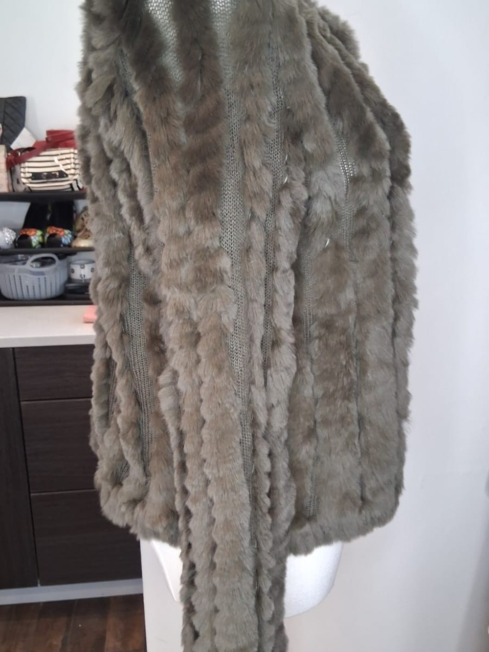 Heartloom Rosa Genuine Rex Rabbit Fur Ribbed Knit Jacket — Size Small - Picture 5 of 8